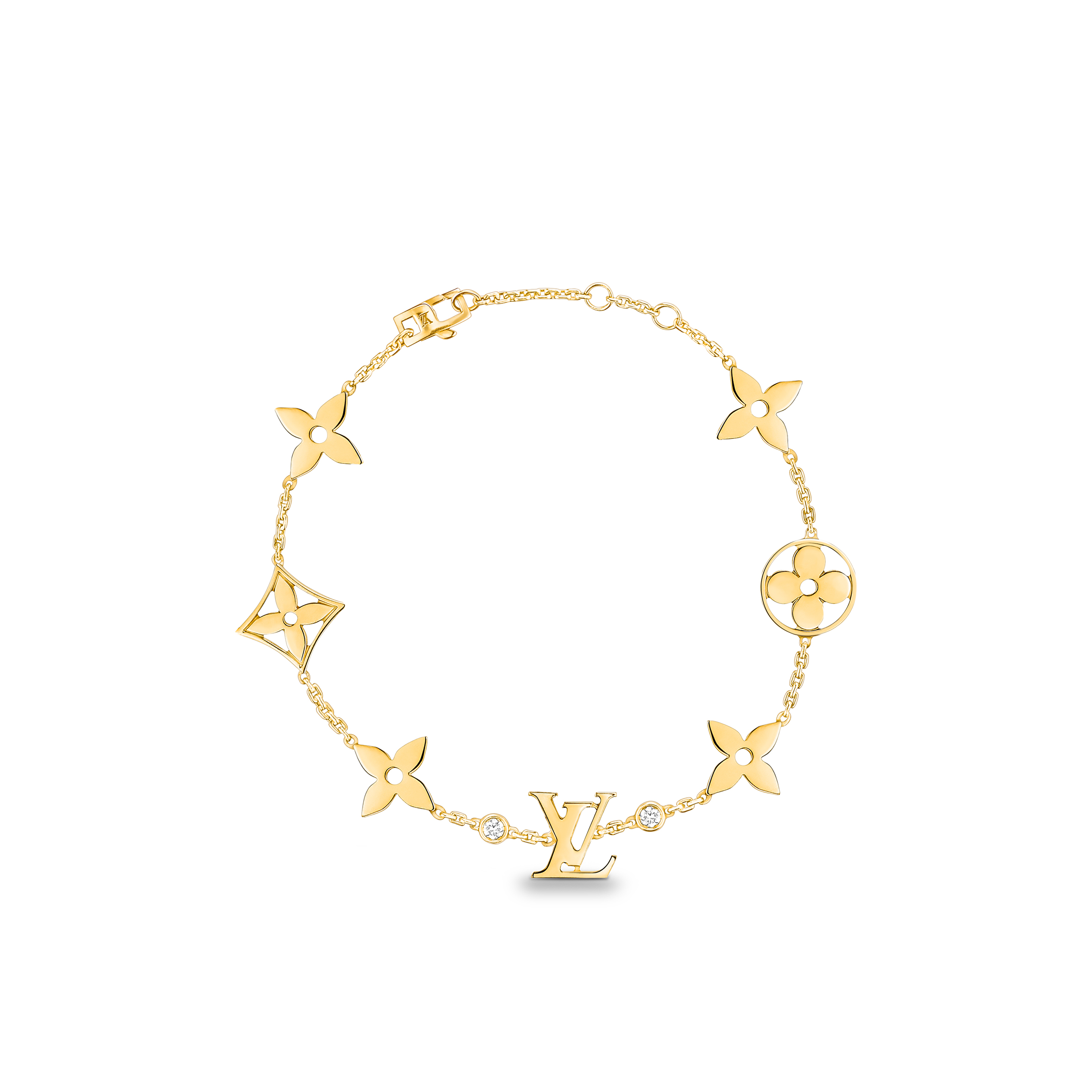 l**is v*t*n idylle blossom monogram bracelet, yellow gold and Di*m*nds q95588